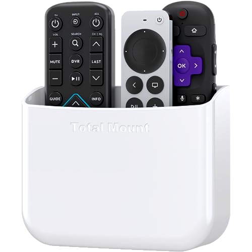 TotalMount Hole-Free Remote Holder – Eliminates Need to Drill Holes in Your Wall (for 2 or 3 Remote Controls – White – Quantity 1) - Image 1