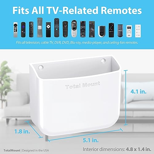 TotalMount Hole-Free Remote Holder – Eliminates Need to Drill Holes in Your Wall (for 2 or 3 Remote Controls – White – Quantity 1) - Image 3