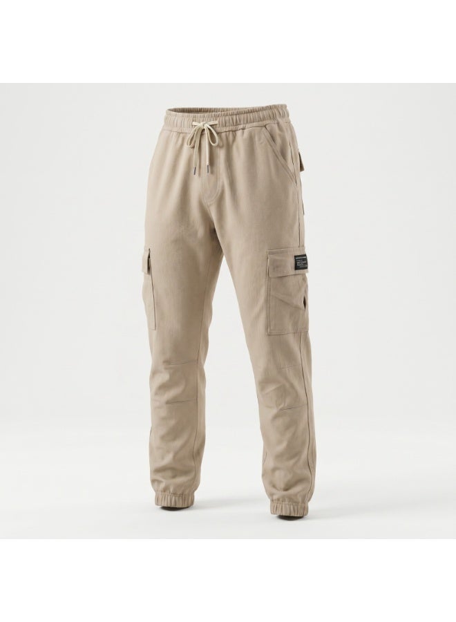 Premium Cotton Cargo Jogger Pants for Men Multi Pocket Elastic Waist Gym Athletic Sweatpants Heavy Duty Tactical Casual Trousers Comfort Stretch Work Outdoor Pants Combat Cargoes for Youth - Image 1