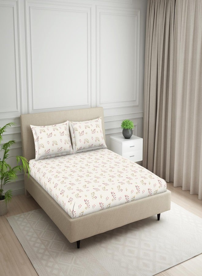 Welspun 120 TC Cotton Blend Bedsheet for Double Bed with 2 Pillow Cover | Skin Safe & Super Soft Queen Size Bed Sheet | (224 X 254 CM) - Floral Grey | Harmony - Image 2