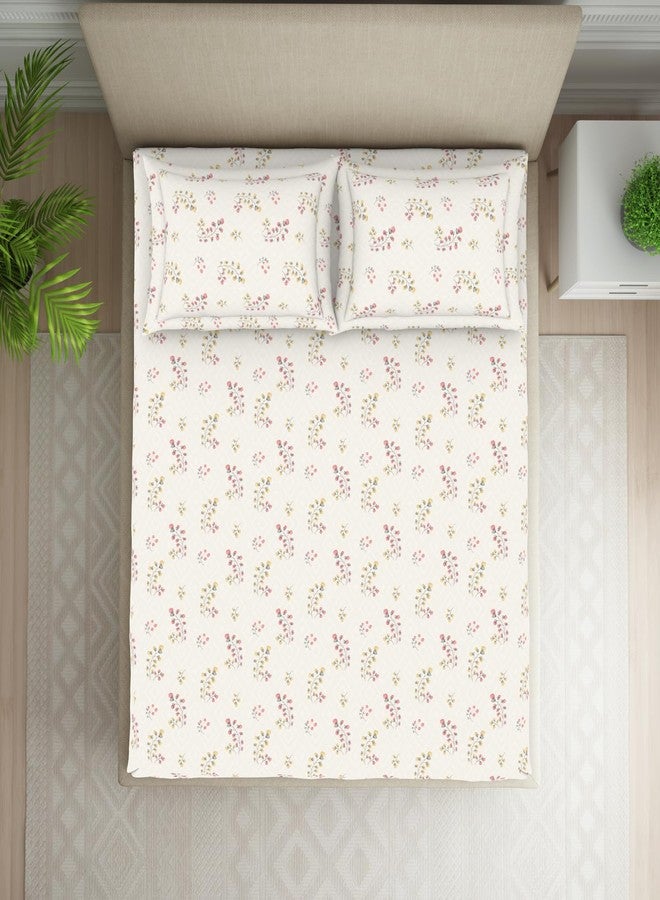 Welspun 120 TC Cotton Blend Bedsheet for Double Bed with 2 Pillow Cover | Skin Safe & Super Soft Queen Size Bed Sheet | (224 X 254 CM) - Floral Grey | Harmony - Image 3