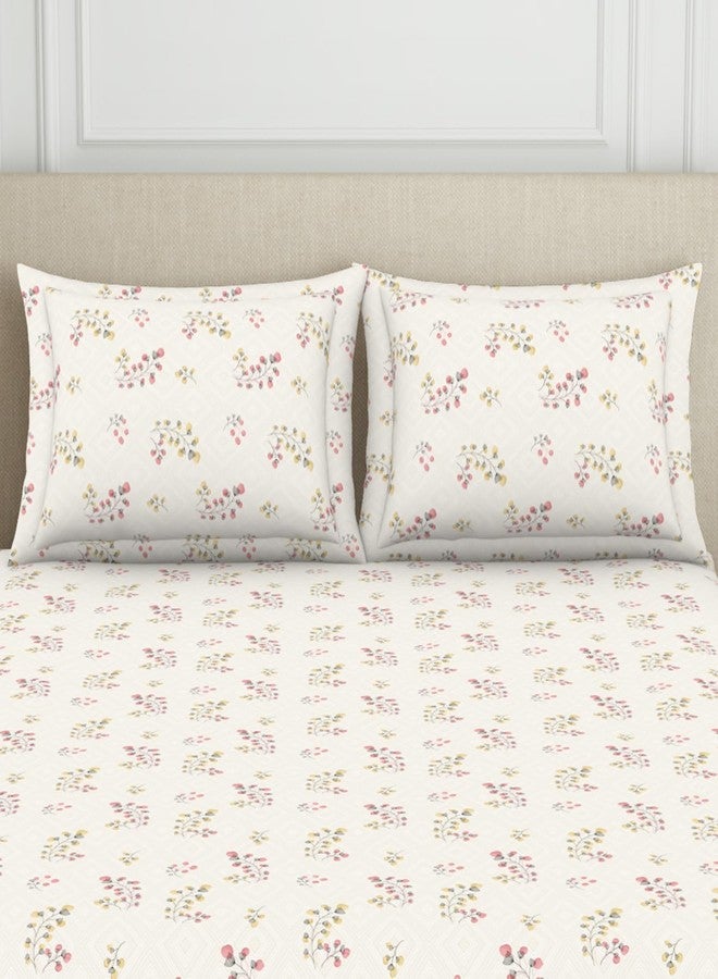 Welspun 120 TC Cotton Blend Bedsheet for Double Bed with 2 Pillow Cover | Skin Safe & Super Soft Queen Size Bed Sheet | (224 X 254 CM) - Floral Grey | Harmony - Image 4