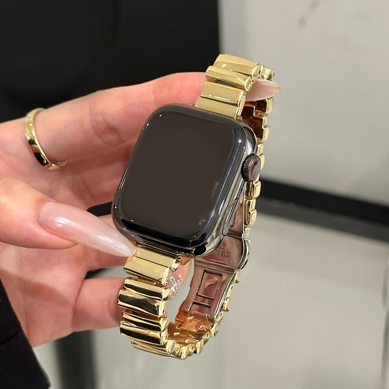 Rose Golden Metal Bracelet For Apple Watch Strap 42 44 45 49mm - Image 1