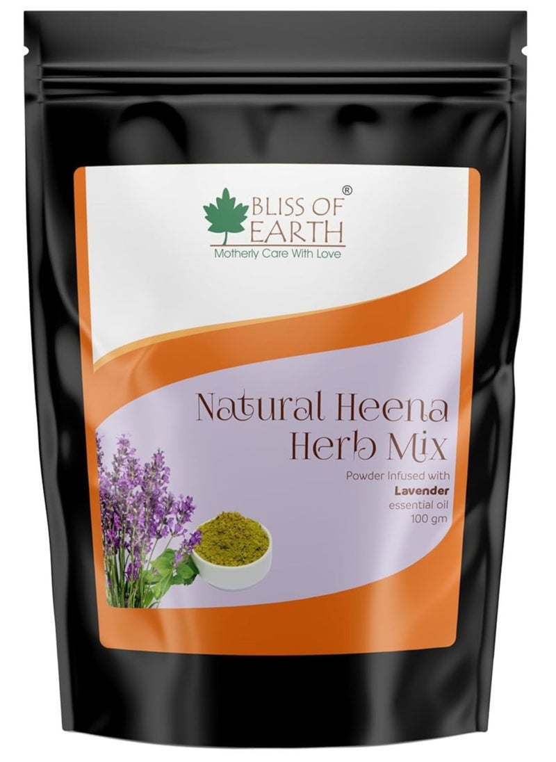 BLISS OF EARTH Herbal Henna For Hair Lavender Blended With Herbs Amla Neem Babul Gum and & Lavender Essential Oil For Long Lasting Hair Color Hair Nourishment 100gm  - Image 1