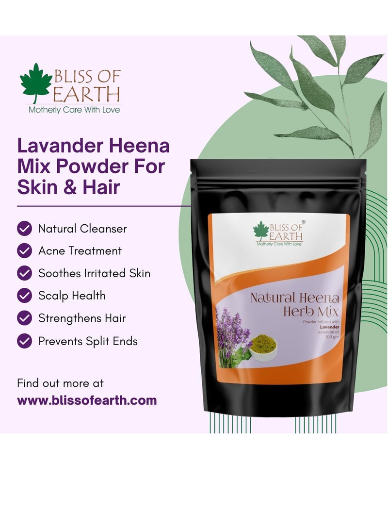 BLISS OF EARTH Herbal Henna For Hair Lavender Blended With Herbs Amla Neem Babul Gum and & Lavender Essential Oil For Long Lasting Hair Color Hair Nourishment 100gm  - Image 2