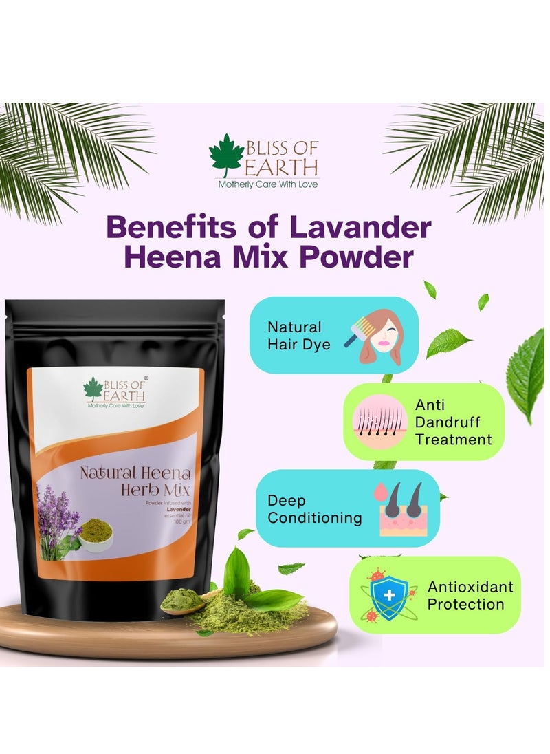 BLISS OF EARTH Herbal Henna For Hair Lavender Blended With Herbs Amla Neem Babul Gum and & Lavender Essential Oil For Long Lasting Hair Color Hair Nourishment 100gm  - Image 4
