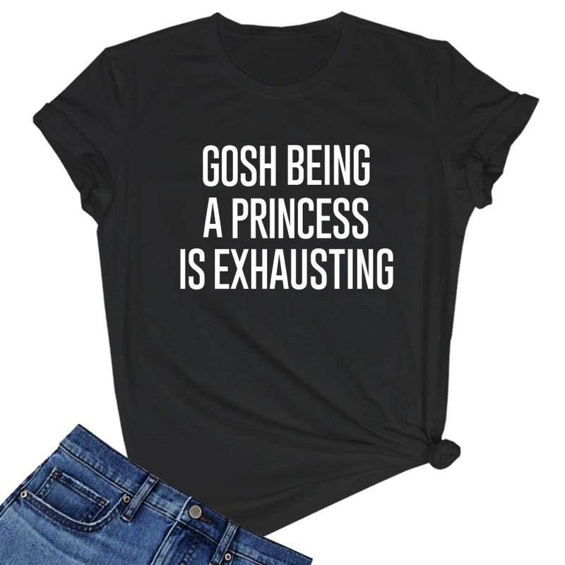 LOOKFACE Women Funny Graphic T Shirt Cute Short Sleeve Tees Tops Black Large - Image 4