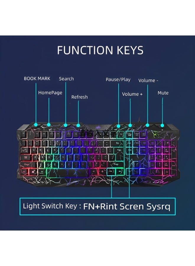 زيوس كيبورد جيمنج سلكي زيوس K002 بإضاءة LED مقاومة للماء متعددة الوسائط واجهة توصيل USB اسود - Image 3