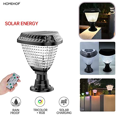 Homehop 10W LED Solar Gate Light for Outdoor Home Garden Main Entrance Compound Wall Pillar Waterproof Lamp Automatic with Remote Control (ABS, RGB, Triangle) - Image 2