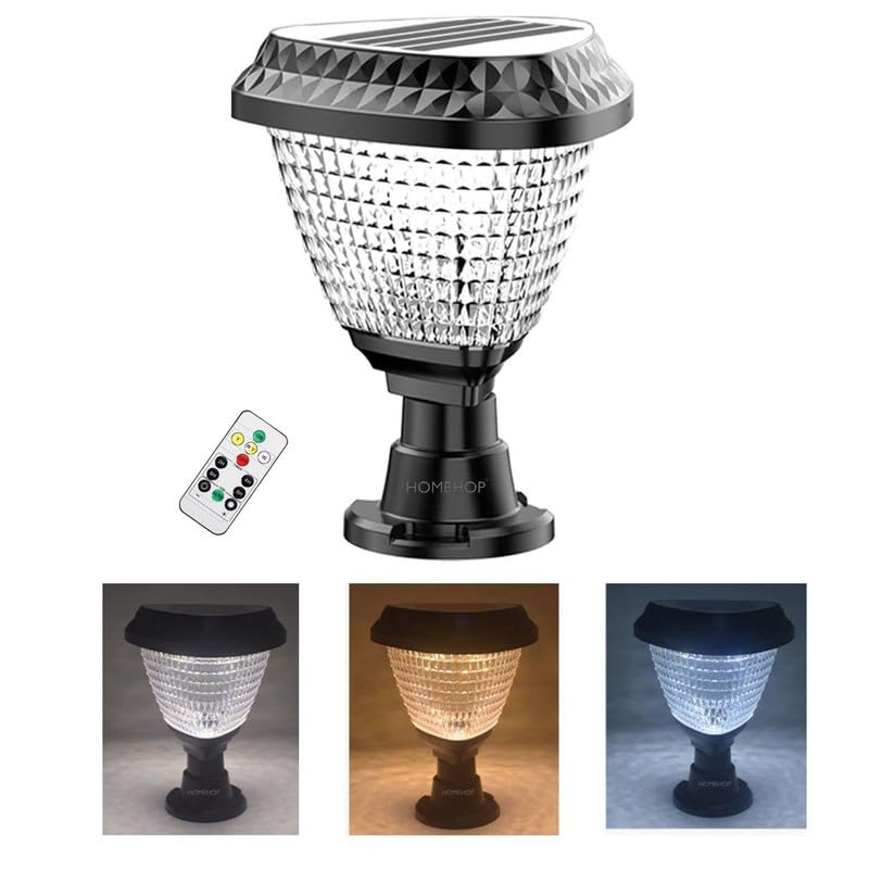 Homehop 10W LED Solar Gate Light for Outdoor Home Garden Main Entrance Compound Wall Pillar Waterproof Lamp Automatic with Remote Control (ABS, RGB, Triangle) - Image 1