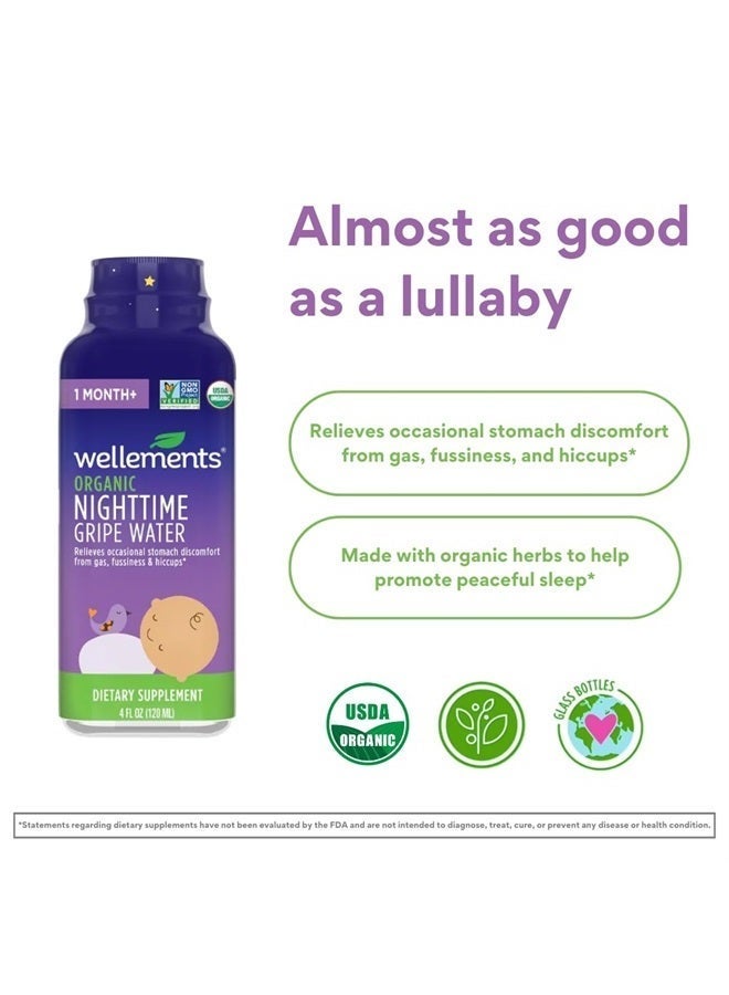 Wellements Organic Nighttime Gripe Water | Bedtime Relief for Baby Gas, Colic & Fussiness | Sleepy Time Herbs Promote a Peaceful Night's Sleep | USDA Certified Organic & Non GMO | 1 Month +, 4 Fl Oz. - Image 2