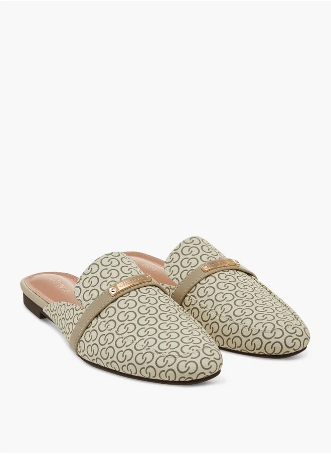سيليست Women's Monogram Print Slip-On Mules with Metal Accent