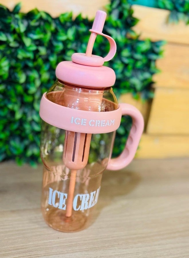 kunya Ice Cream Heavy Quality Tumbler with Straw and Attractive Handle, Water Bottle Sipper, Juice and Smoothies, BPA Free & Leak-Proof - Image 1