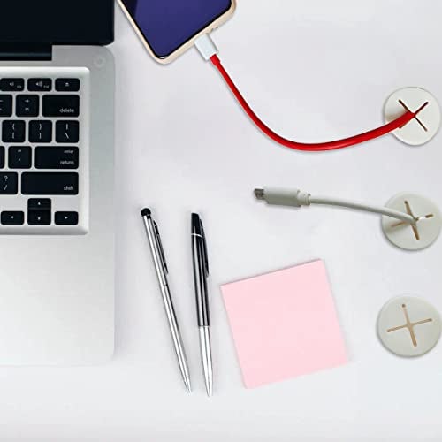 ZYYC 6 Pcs Cable Cord Grommet 1 Inch Flexible Wire Rubber Grommets Flexible Silicone Cable Cord Grommet Desk Grommet for TV Console and Other Furnitures Cover Cable Pass Through Management (White) - Image 2