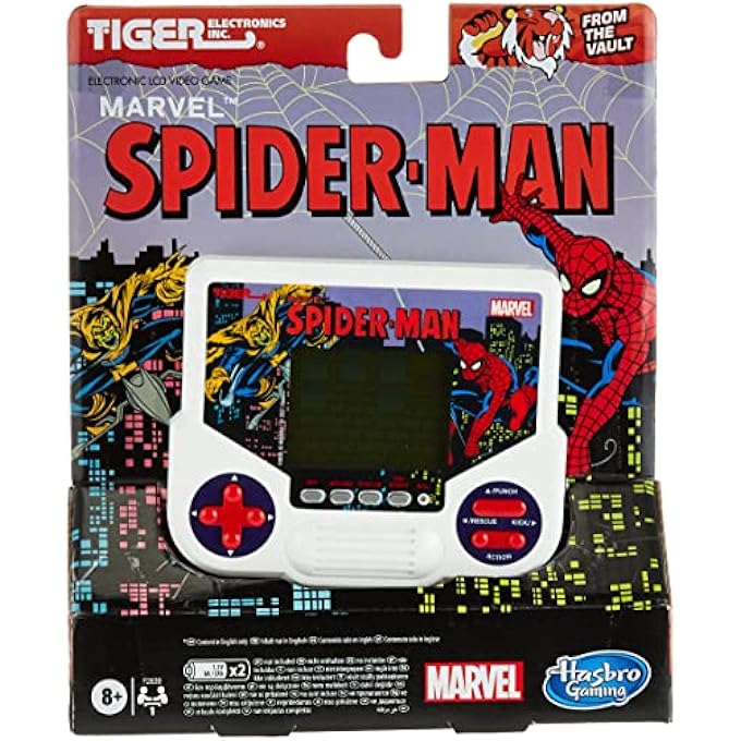 TIGER ELECTRONICS MARVEL SPIDER MAN ELECTRONIC LCD VIDEO GAME, RETRO INSPIRED 1 PLAYER HANDHELD GAME, AGES 8 AND UP, MULTICOLOUR, F2839EX6 - Image 1