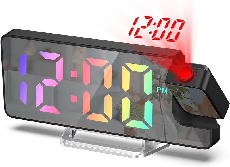 LOFICOPER Projection Alarm Clock, LED Alarm Clock with Rotatable Projection, Temperature Display, Adjustable Brightness, Snooze, 7.9'' Large Display Digital for Home, Bedroom, Office - Image 1