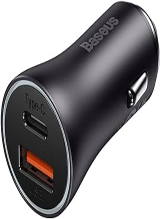 Baseus Baseus Car Charger Golden Contactor Max Dual Fast Charger C+U 60W Dark Gray (CGJM000113)