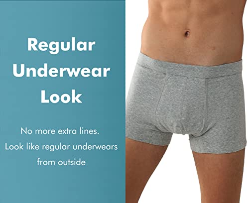 AIRCUTE Washable Absorbent Urinary Incontinence Underwear for Men, Soft Leak Proof Boxer Briefs for Bladder Leakage 60ML (X-Large, Gray) - Image 4