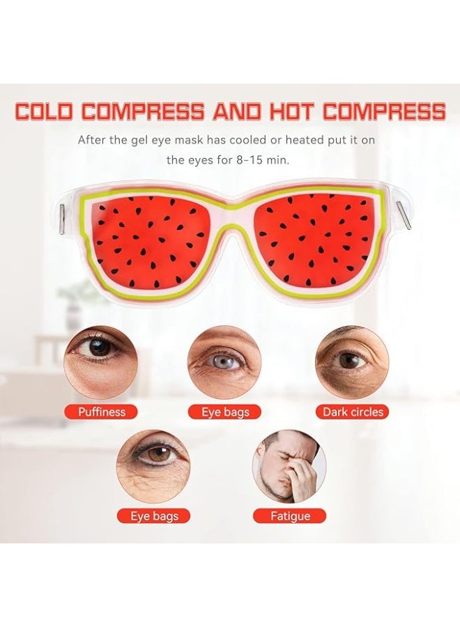 HUICHENDA Gel Eye Mask Relieves Eye Fatigue, Suitable for Puffy Eyes, Cold and Hot Double Application, Reusable, Lovely Fruit Ice Eye Mask Sleep Eye Mask, Soft and Non-Toxic (Four Pack) - Image 4