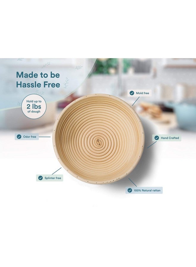 Kook Proofing Set, Sourdough Bread, 2 Rattan 9 Inch Banneton Baskets, 2 Basket Covers, Metal Scraper, Plastic Scraper, Scoring Lame, 5 Blades and Case, Baking Kit, Dough Bowls, Round Shape - Image 5