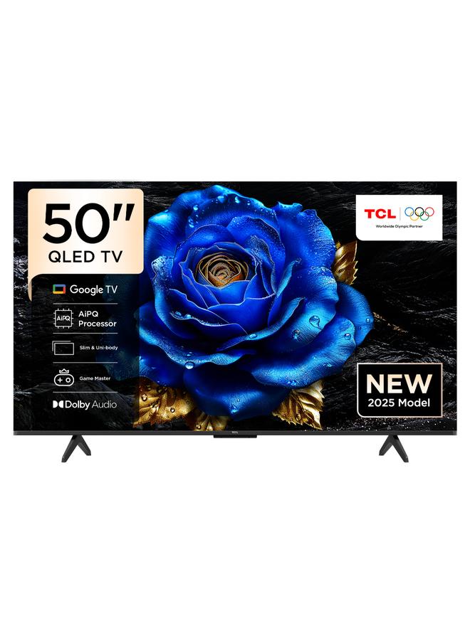 50 Inch Smart TV 4K QLED Colorful Quantum Crystal HDR 10+ Gaming Google TV, ONKYO 2.1 Hi-Fi, Dolby Atmos, DTS Virtual X, Voice Control, Game Master, 50T6C (2025 Model) 50T6C black