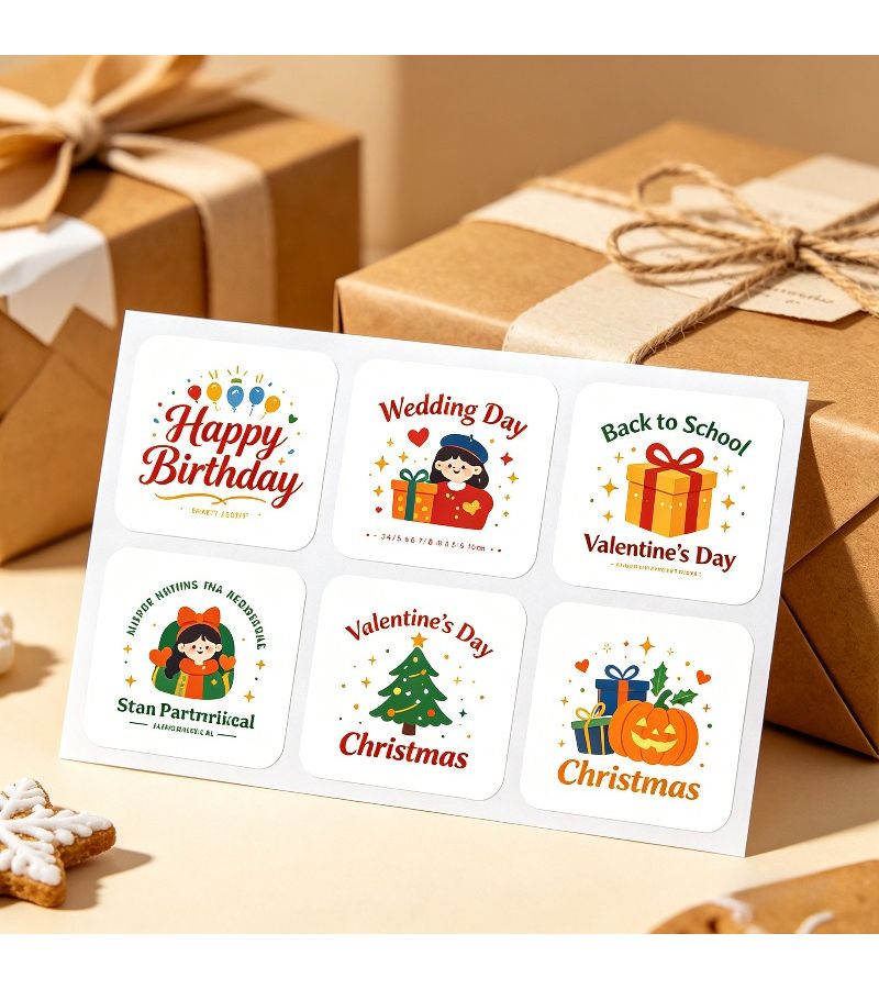 Custom Square Waterproof Vinyl Stickers 54pcs 1.97 Inch Square Shaped Stickers For Wedding Birthday Party Favors And Thank You Gifts - Image 3