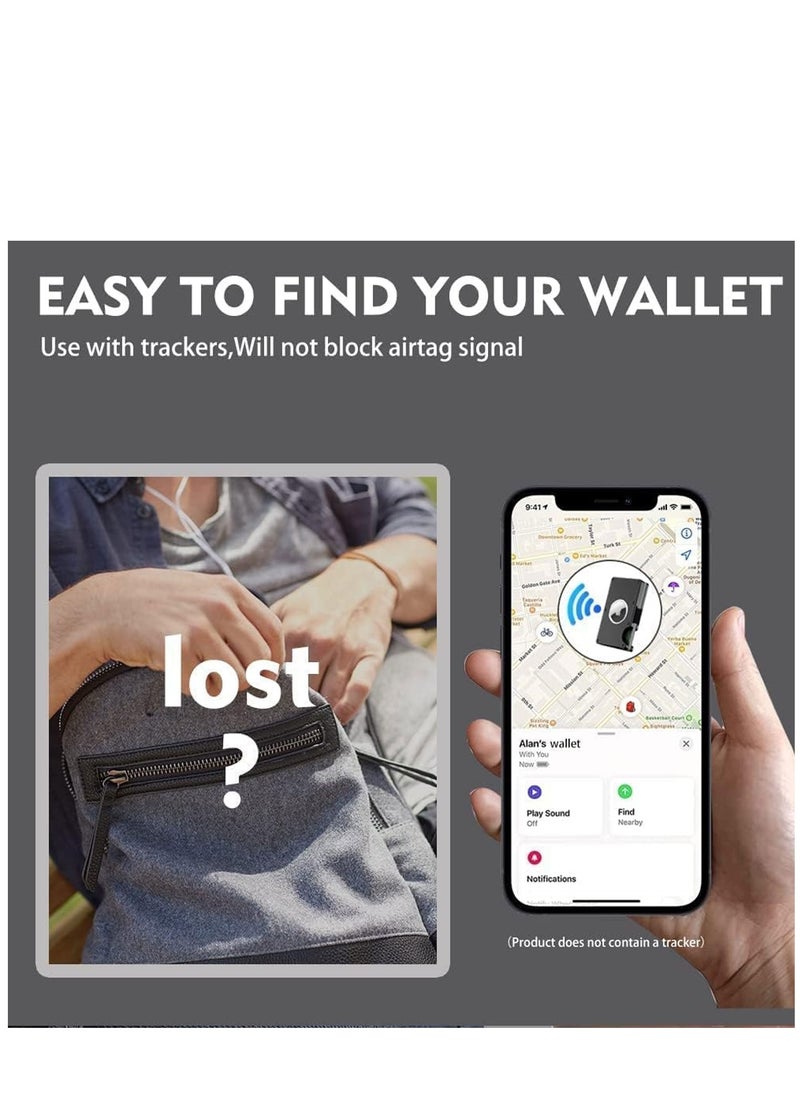 SYOSI Wallet for AirTag, Wallet with Airtag Holder for Men and Women, Slim Aluminum Minimalist Metal Wallet with 15 Cards Capacity, Credit Card Holder with Cash Clip, RFID Card Holder Wallet, Black  - Image 3