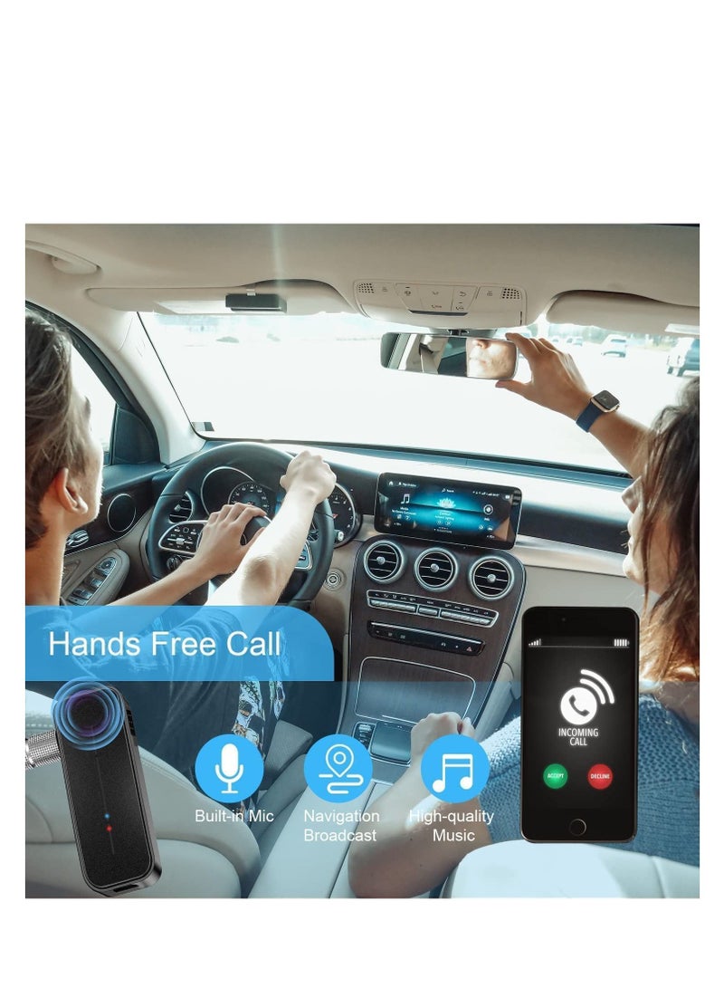 Y&D Bluetooth 5.0 Aux Music Adapter - Portable Wireless Transmitter Receiver Supports Hands-Free Calls with Mic for Car Audio Home Stereo Wired Headphones TV 4H Battery Life - Image 4