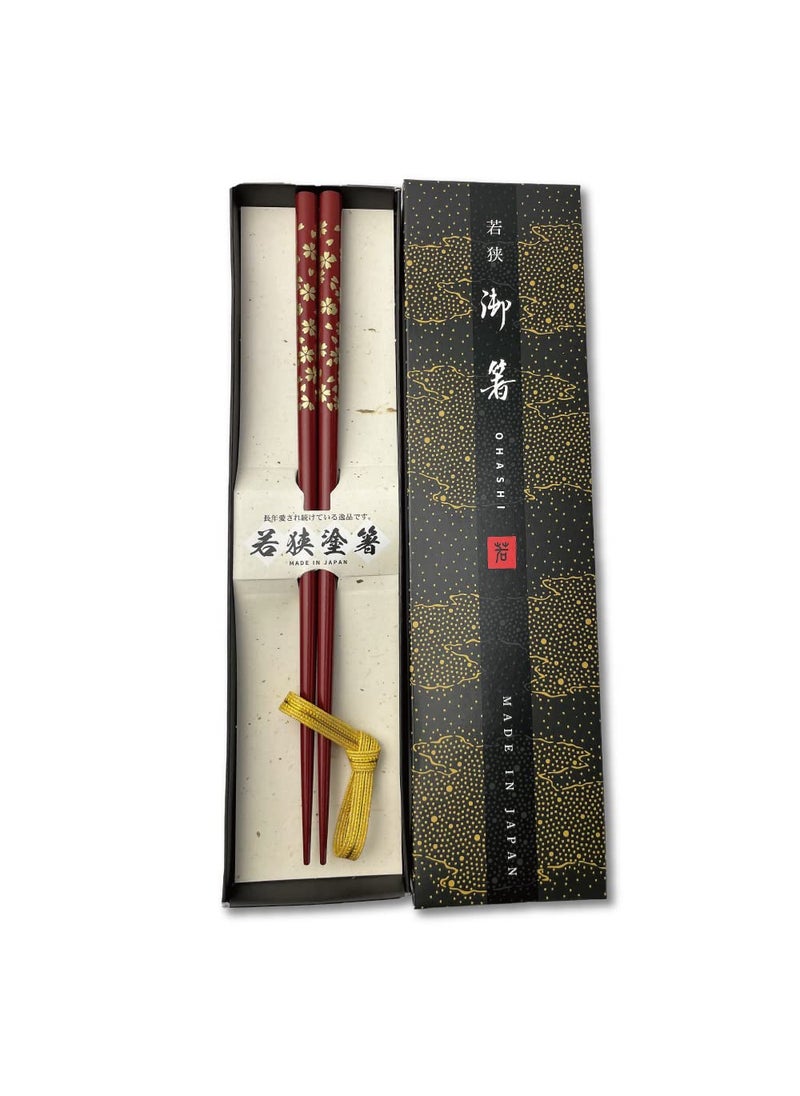 Terra Distribution Premium Japanese Chopsticks Reusable  Made in Japan  Traditional Lacquer Art Wooden Chopsticks RedYM004 