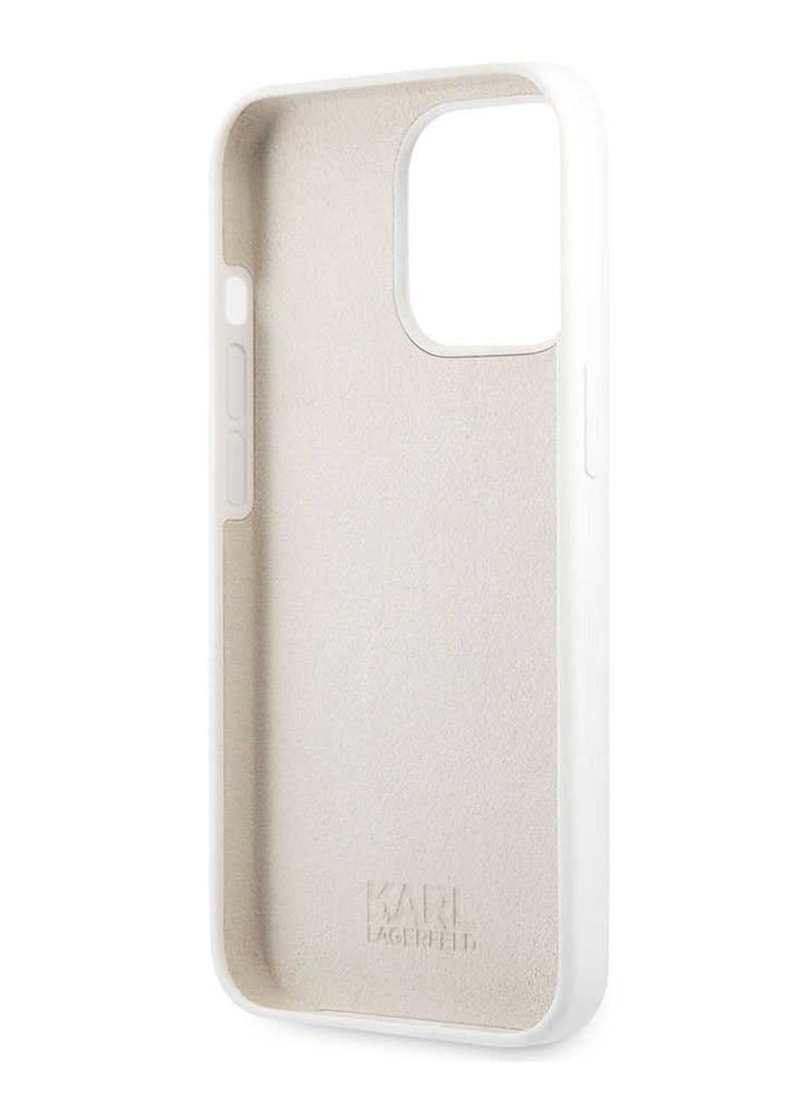 Karl Lagerfeld - iPhone 13 Pro Case Liquid Silicone Back Cover Karl and Choupette Head / Protection against scratches and impacts / Supports wireless charging / Easy to Clean - White - Image 1