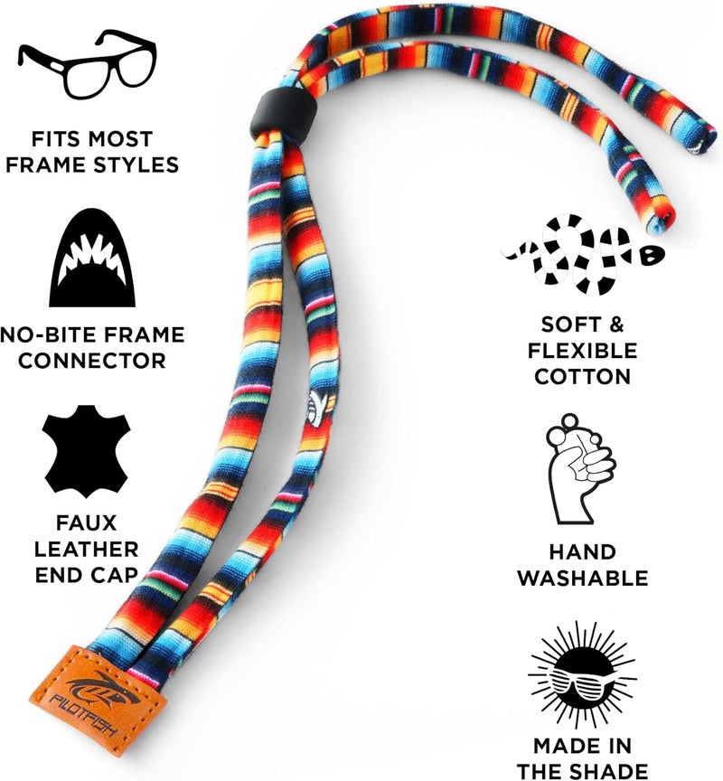 Pilotfish Premium Cotton Eyewear Retainer Sunglass Strap - Multiple Design Options - Soft & Durable Sunglass Holder - Image 2