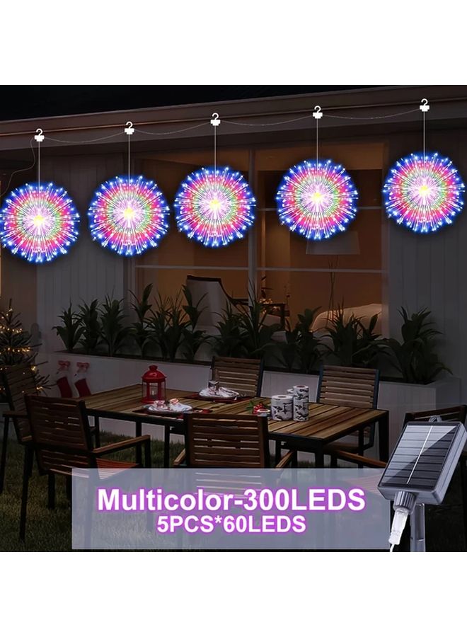 300 مصباح LED، 8 أوضاع، أضواء خارجية ملونة تعمل بالطاقة الشمسية، تصميم انفجار نجمي - Image 1