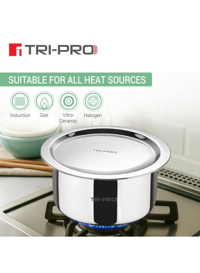 Bergner Tripro Triply Cookware Set 5 Pcs - 22cm (2.3L) Kadai with Lid, 22cm Frypan, 16cm (1.8L) Tope with Lid, Consumes Less Oil, Healthy Cooking, Even Heat Distribution, Induction and Gas Stove Ready - Image 2
