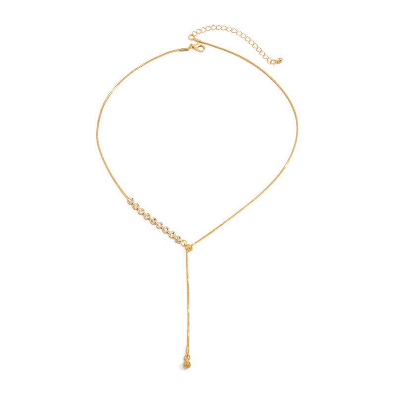 SHIXIN Luxury Minimalist Pull-Chain Rhinestone Necklace - Y-Shaped Snake Bone Clavicle Chain - Image 5