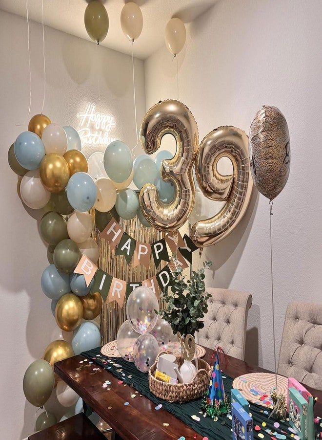 Togvu Retro Blue Green Balloons, Pack of 60 12 Inch Sage Green Blue Latex Balloons with Retro Haze Blue Metallic Gold Sand White Balloons for Boho Birthday Baby Shower Wedding Safari Party Decoration - Image 5