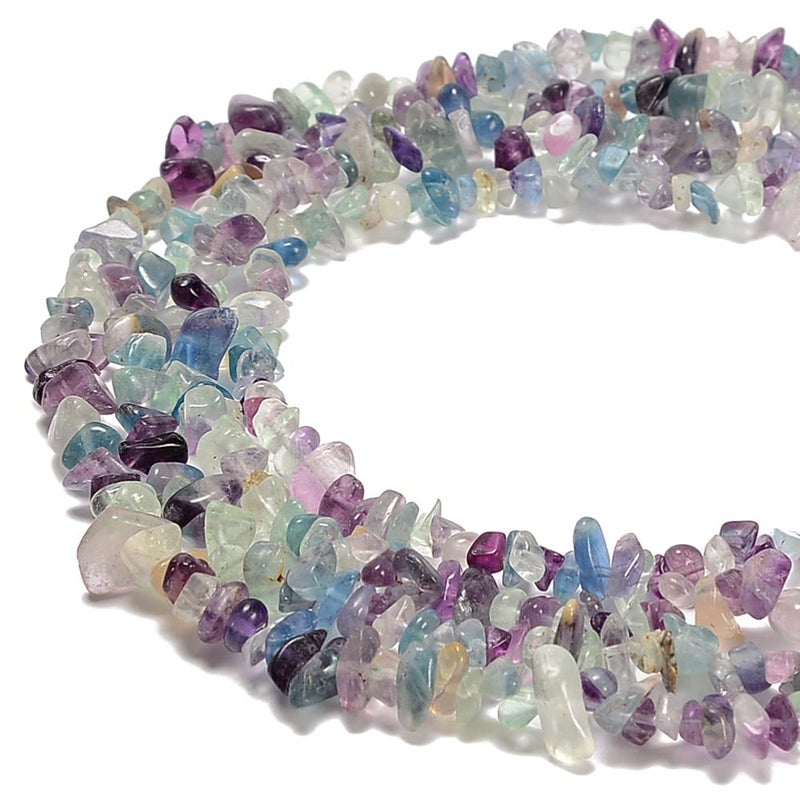 jodaying 78mm Natural Mutilcolor Fluorite Gemstone Chips Loose Beads Semi Precious for Jewelry Making DIY Handmade Craft Supplies 1 Strand per Bag Approxi 34