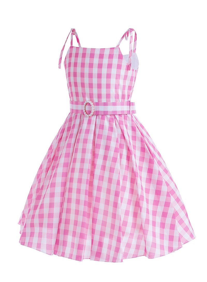 Barbie Costume Dress Outfit with Hairbow Necklace Ring Earring Bracelet Pink  - Image 2