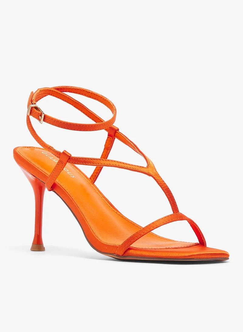 Glamorous BURNT ORANGE SATIN Satin Strappy Heeled Sandals for Women | Best Price UAE