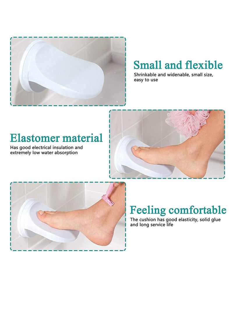 SYOSI Shower Foot Rest Suction Mount Shower Foot Rest  Premium Plastic Non-Slip Bathroom Support Fashionable Safe Easy Install and No Drilling for Shaving Bathing and Back Pain Relief White - Image 2