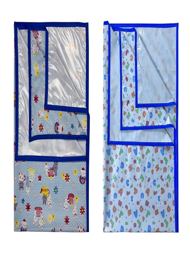 EcoSoft Plastic Sheet,PVC Sheet for Kids,Rubber Sheet for Babies,Bed Wetting Protector(90 x 135 cm) (Rabbit Blue & ABC123 Blue) - Image 1