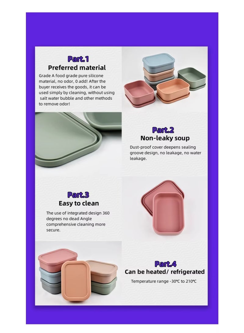 Mix & More Collapsible Silicone Bento Lunch Box ‒ Portable, Leak‑Proof Food Storage Container - Blue - Image 5