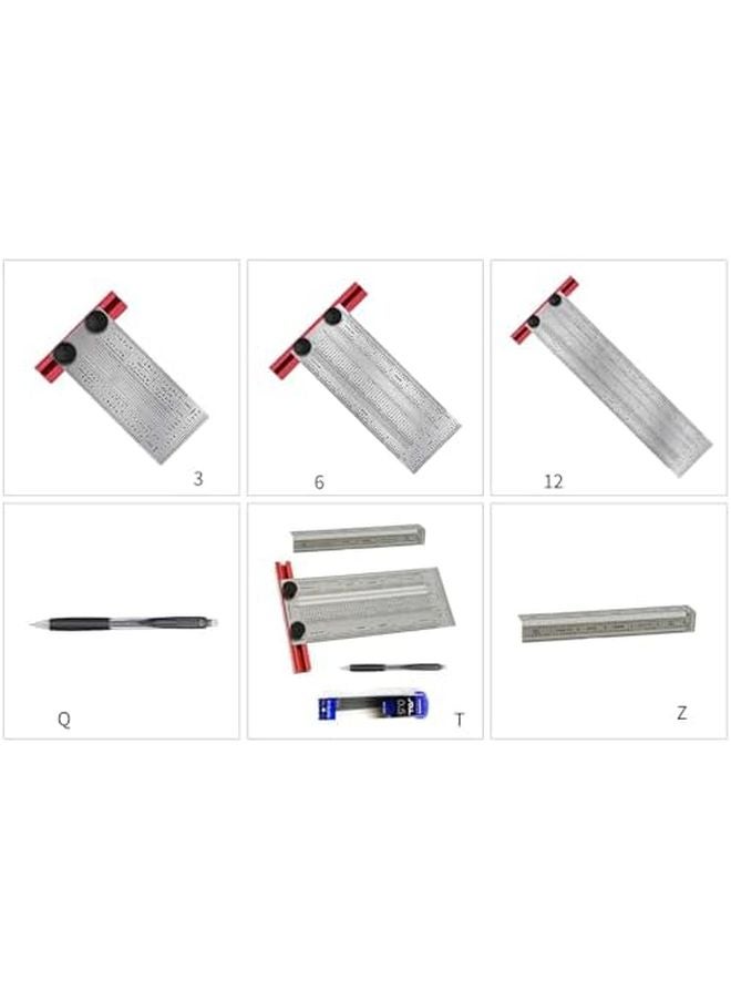 مجموعة قواعد التحديد الدقيق T لأعمال النجارة 3 بوصة 6 بوصة 12 بوصة اللون أ - Image 5