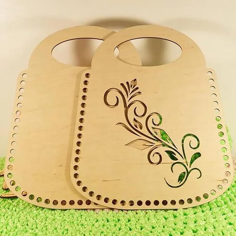 CLITHS Cliths Pack of 2 Wooden Basket Bottoms DIY Crochet Bag Base Handmade Purse Bottom Shaper Wooden Bag Base for Weaving Crafting Wood Base for Crochet Shoulder Handbags  - Image 2