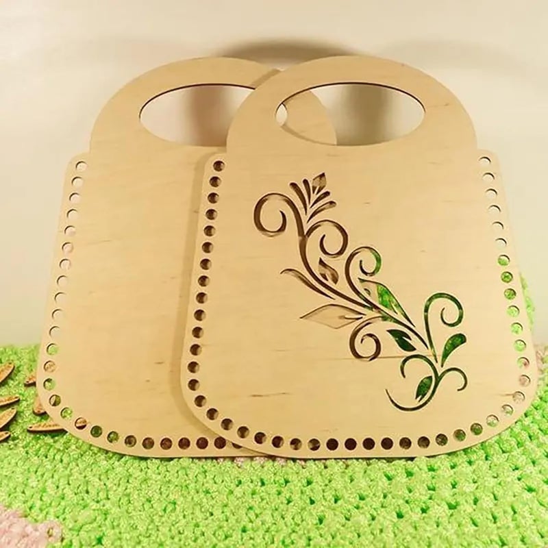 CLITHS Cliths Pack of 2 Wooden Basket Bottoms DIY Crochet Bag Base Handmade Purse Bottom Shaper Wooden Bag Base for Weaving Crafting Wood Base for Crochet Shoulder Handbags  - Image 1