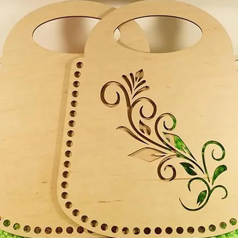 CLITHS Cliths Pack of 2 Wooden Basket Bottoms DIY Crochet Bag Base Handmade Purse Bottom Shaper Wooden Bag Base for Weaving Crafting Wood Base for Crochet Shoulder Handbags  - Image 3