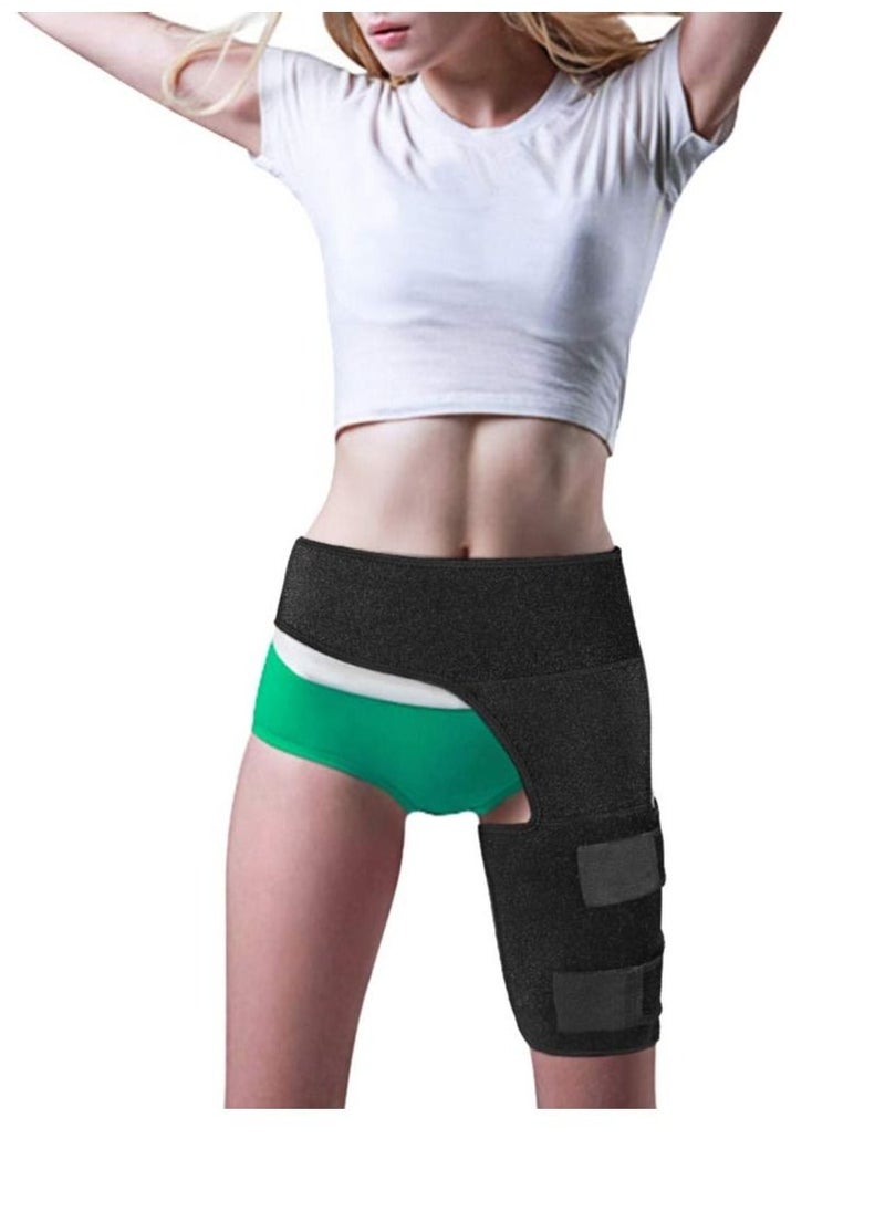Y&D - Groin Wrap Black Adjustable Support, for Hip Brace Thigh Support Pain Relief Strain Neoprene - Image 1