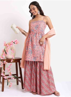 Paisley Print Tunic & Sharara with Dupatta Co-Ords by Styli