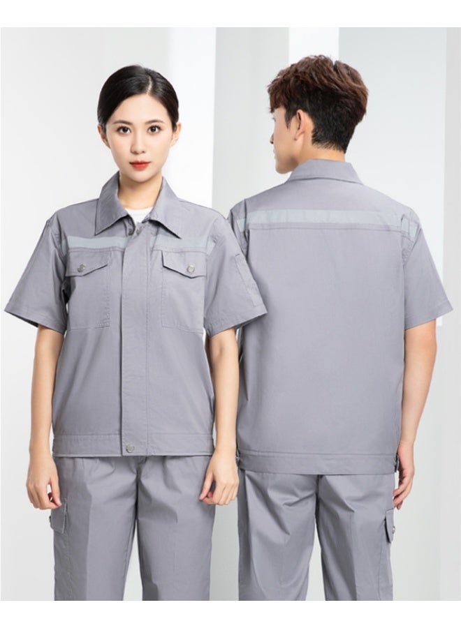 NIBEMINENT Unisex Summer Work Uniform Set Lightweight Short Sleeve Shirt Pants Coverall Stain Abrasion Resistance for Auto Repair Shops - Image 2