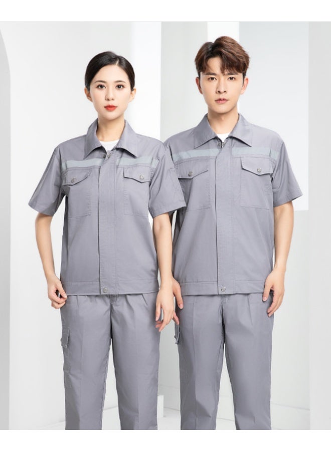 NIBEMINENT Unisex Summer Work Uniform Set Lightweight Short Sleeve Shirt Pants Coverall Stain Abrasion Resistance for Auto Repair Shops - Image 1