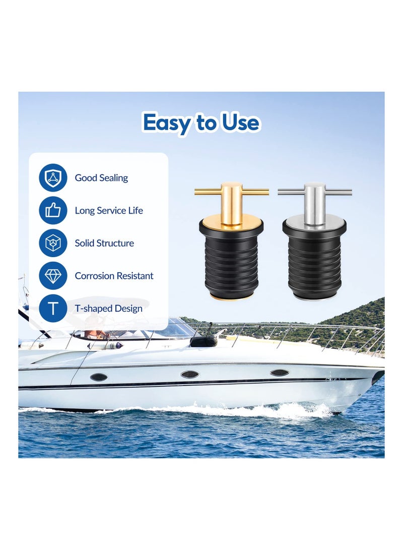 Y&D Marine Boat T-Handle Drain Plug Twist-Turn Rubber Brass Handle Plug Fit for Boating Yacht Kayak Plumbing  - Image 2